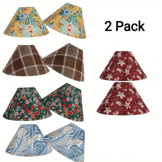 A Set of Two, 11.8-Inch Floral Print Lampshades