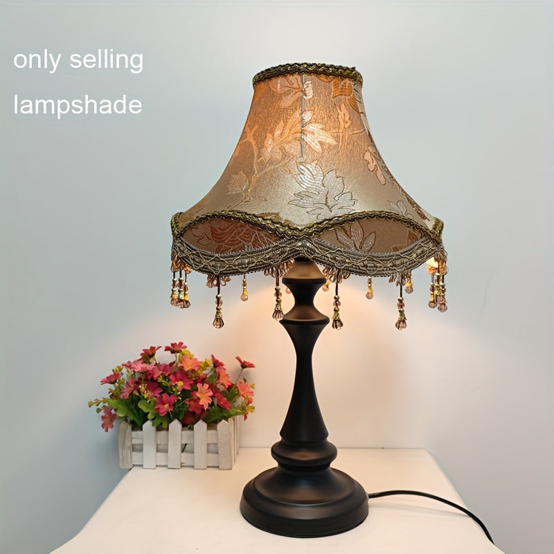 1 Modern Fabric Floral Pattern Lampshade with Beaded Tassel