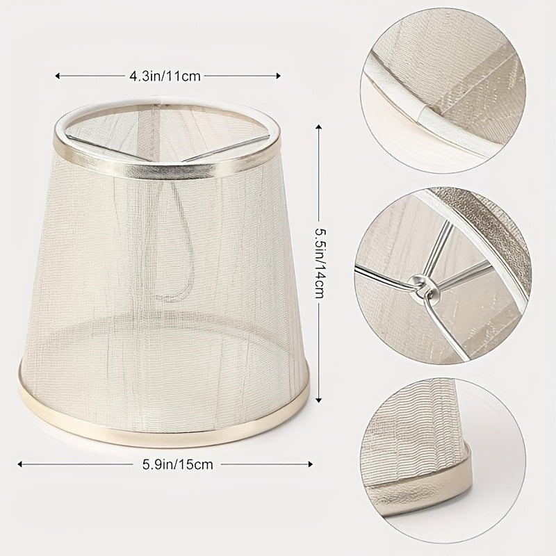 [6 Golden Champagne Lampshades] Set of 6 Golden Champagne Orlon Lampshades | Easy Installation Clip-on Shades for Table Lamps, Chandeliers & Wall Lights | Perfect for Living Room & Bedroom Decor