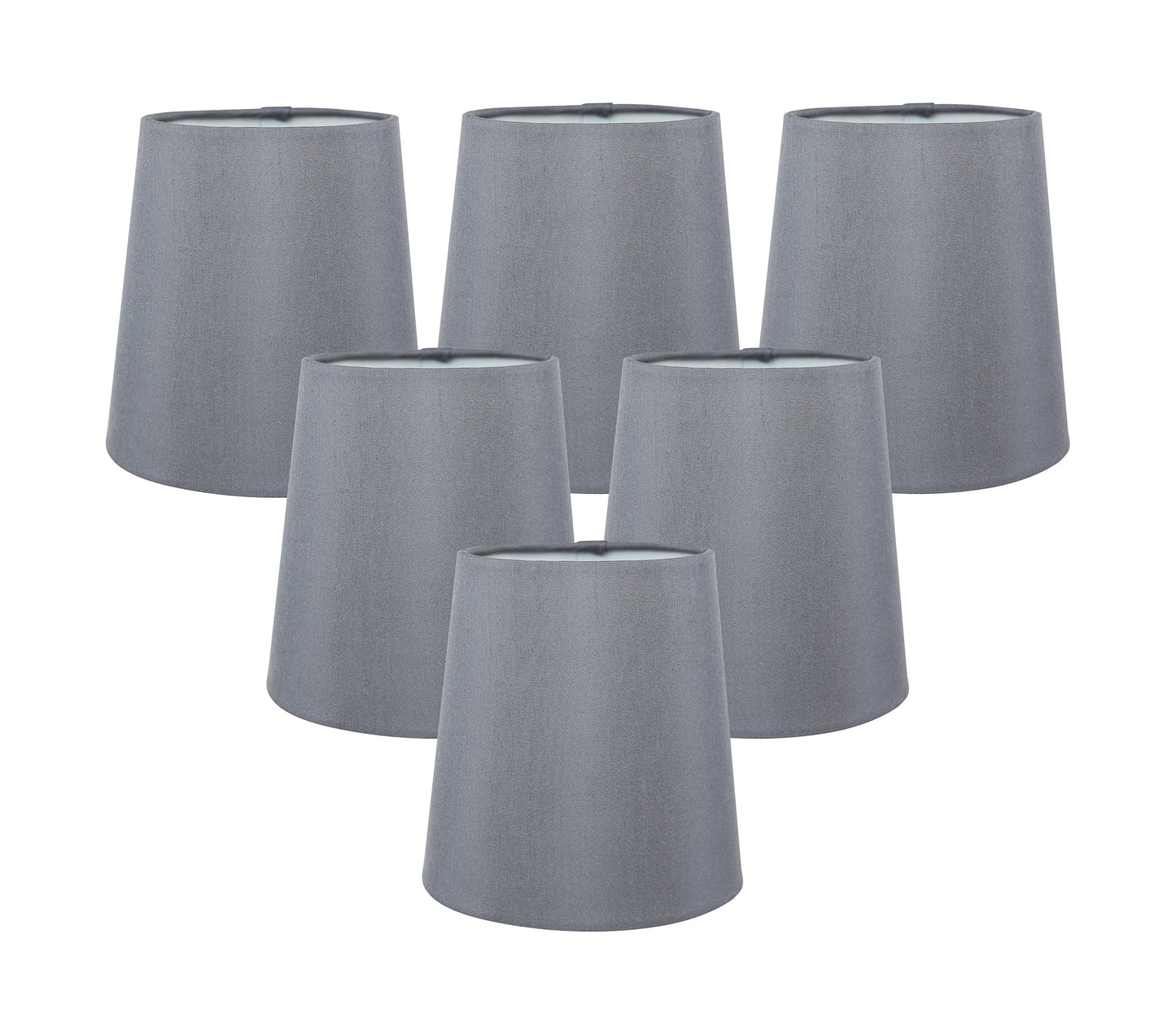 Meriville Set of 6 Grey Faux Silk Clip On Chandelier Lamp Shades - Adrianas Specialty Lamp Shades