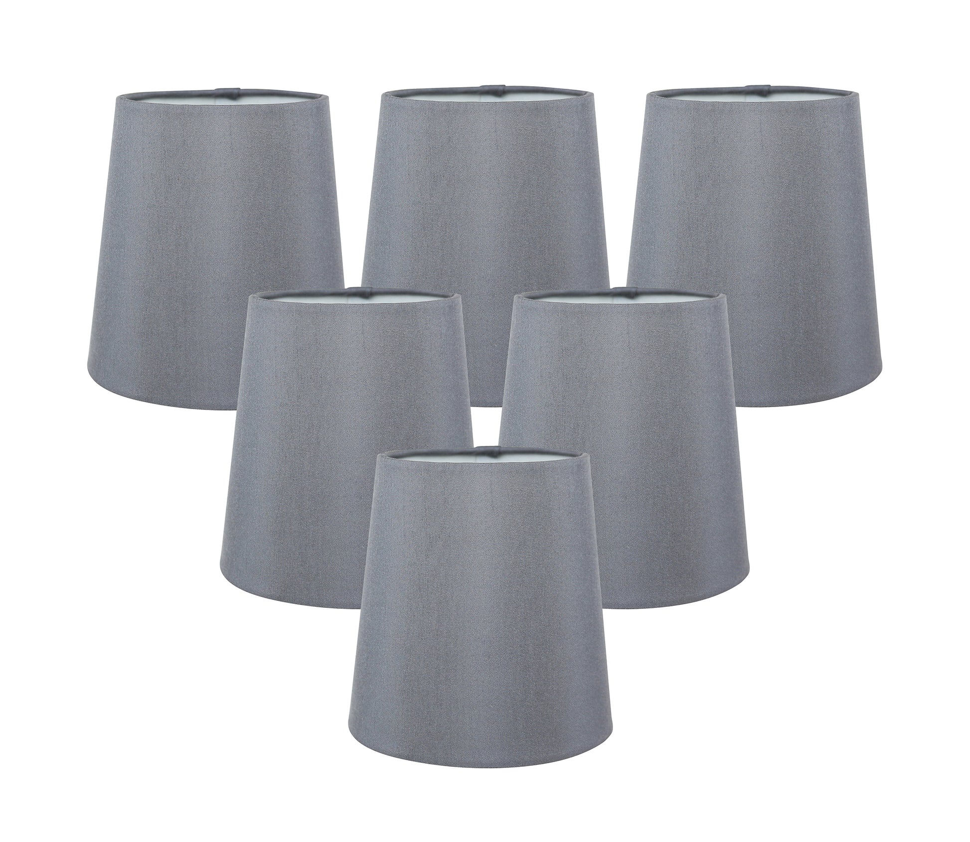Meriville Set of 6 Grey Faux Silk Clip On Chandelier Lamp Shades - Adrianas Specialty Lamp Shades