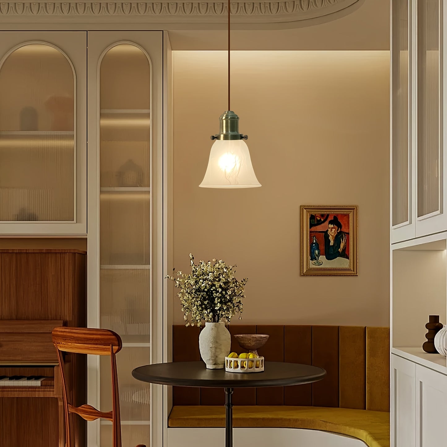 HonoDing Ceiling Light Replacement Lampshade 4pcs Set, White Alabaster Glass Ceiling Fan Lampshade, Replacement Bell Glass Ceiling Fan Lampshade Set, Easy to Install (no Circuit Battery Wire, Pure Lampshade) - Adrianas Specialty Lamp Shades