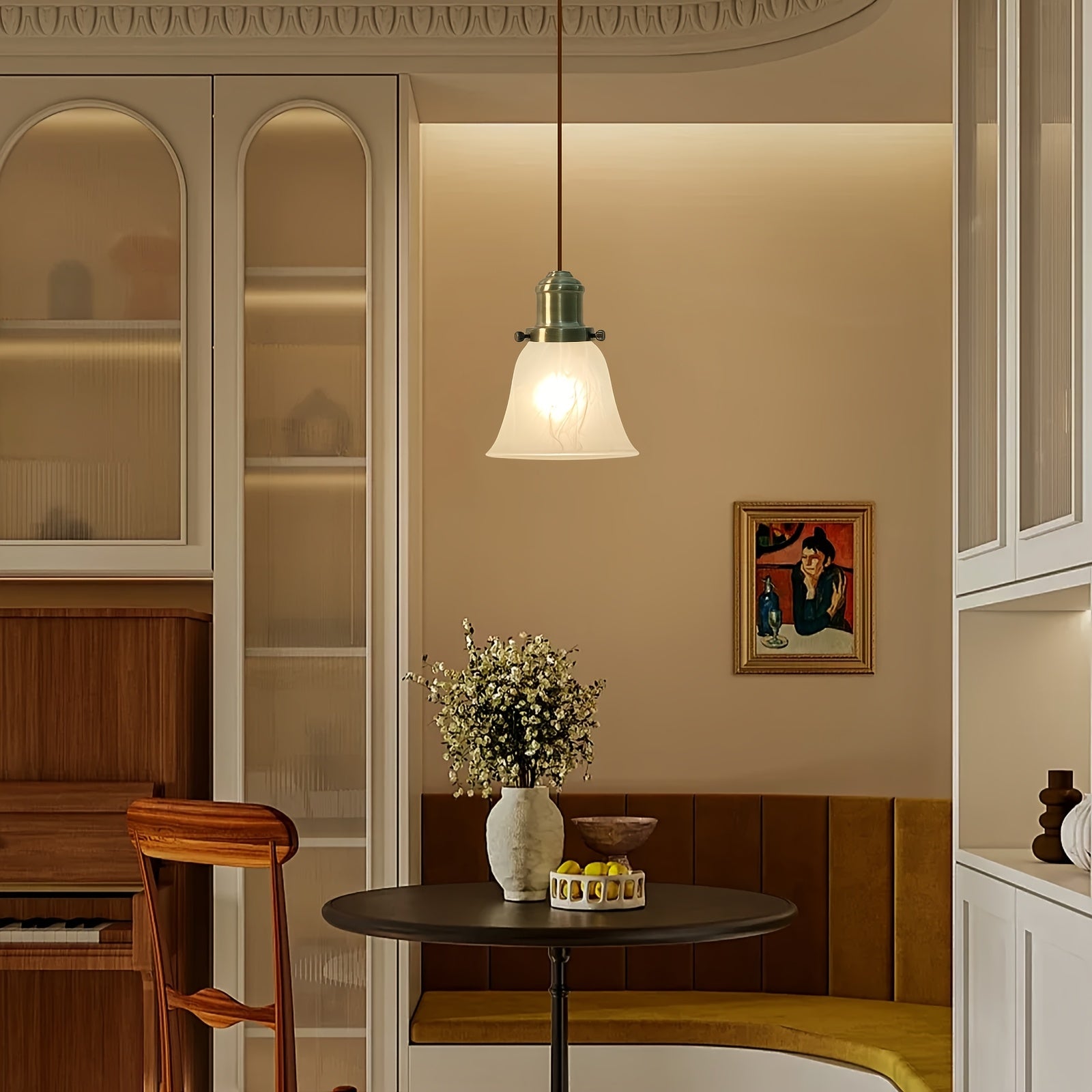 HonoDing Ceiling Light Replacement Lampshade 4pcs Set, White Alabaster Glass Ceiling Fan Lampshade, Replacement Bell Glass Ceiling Fan Lampshade Set, Easy to Install (no Circuit Battery Wire, Pure Lampshade) - Adrianas Specialty Lamp Shades