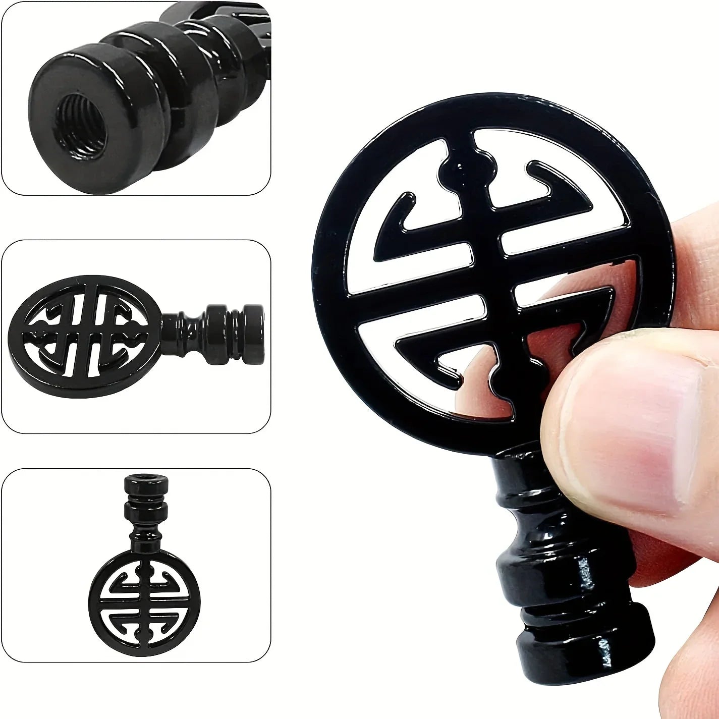 Set of 2 Polished Metal Lamp Finials