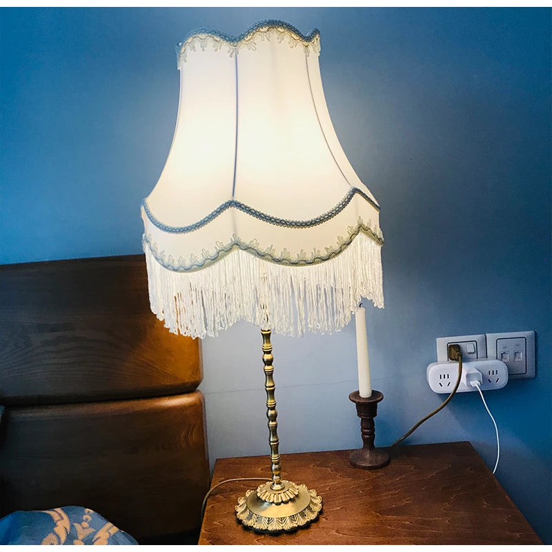 Lamp Shade European Style Modern Handwork Luxury Fringed Cloth Lampshades - Adrianas Specialty Lamp Shades