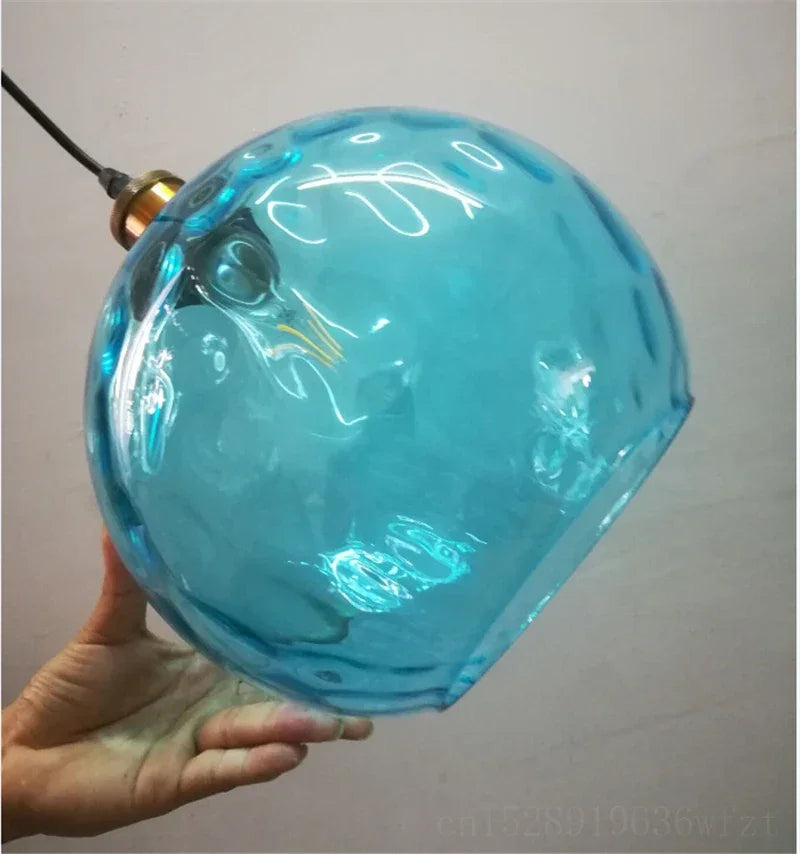 LED Pendant Lights Blue Glass Ball Living Room