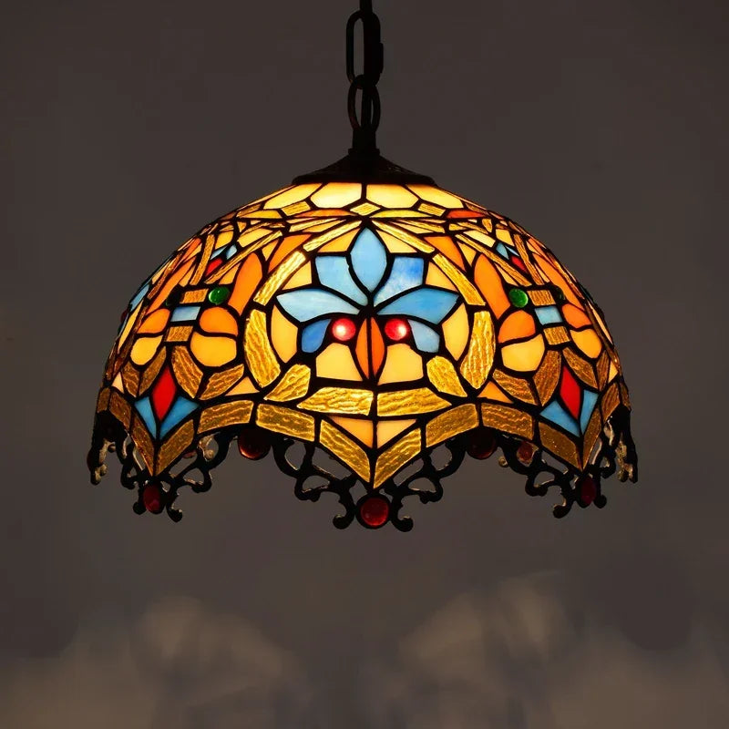 Colorful Glass Tiffany Glass Chandelier