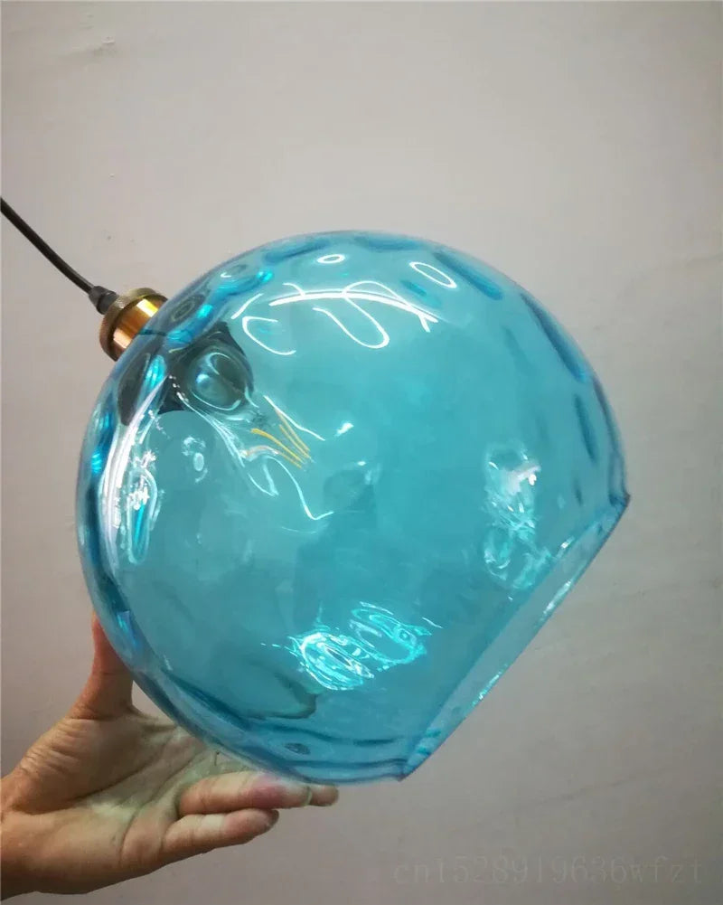 LED Pendant Lights Blue Glass Ball Living Room