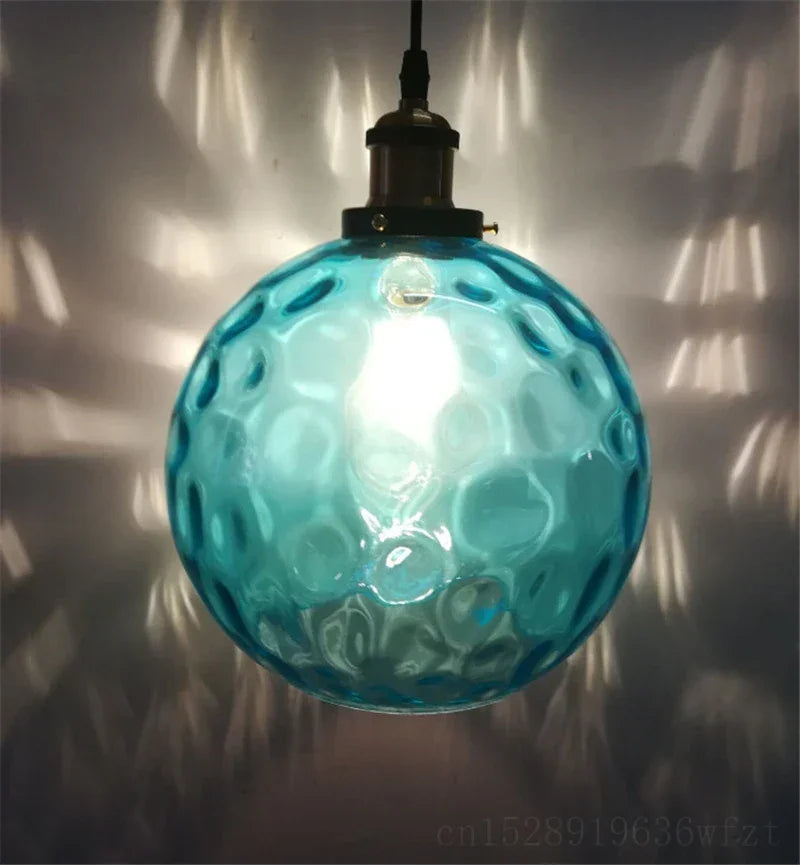LED Pendant Lights Blue Glass Ball Living Room