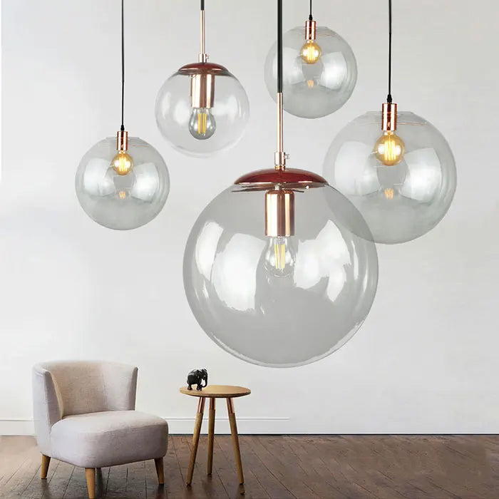 Clear Globe Glass Lamp Shade Transparent Lampshades Fitting Lamp D13cm D15cm D20cm D25cm Round Light Cover Replacement for DIY - Adrianas Specialty Lamp Shades