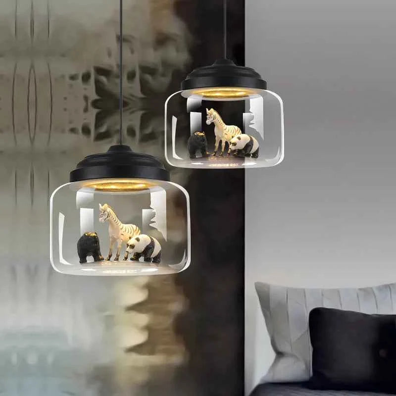Pendant Light Glass Lampshade Animal Lighting Fixture