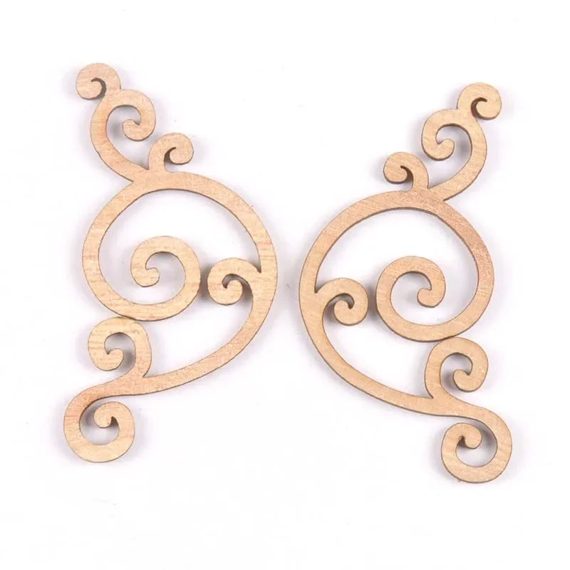 8Pcs Flower Pattern Wood Slices DIY Crafts Scrapbooking Home Decor Handmade Accessories Wood Lace Corner Arts Ornaments m1859