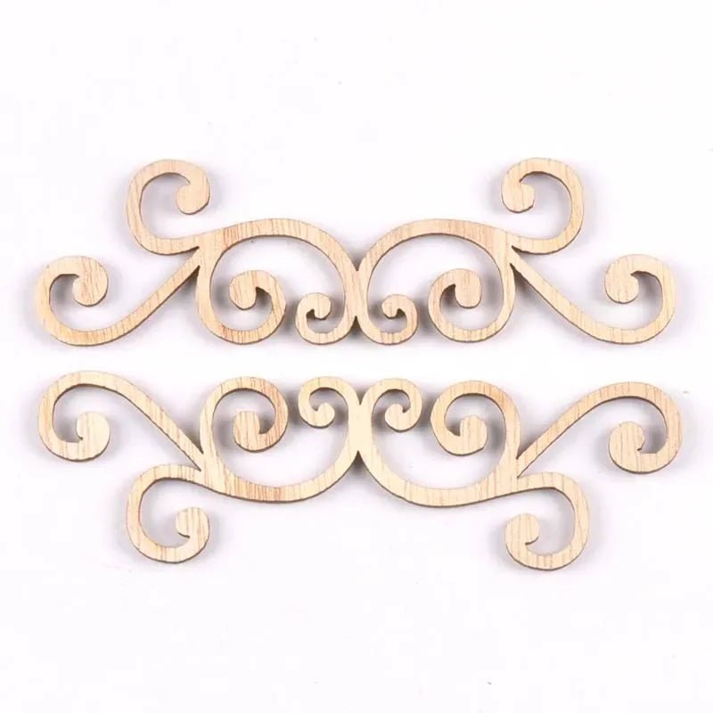 8Pcs Flower Pattern Wood Slices DIY Crafts Scrapbooking Home Decor Handmade Accessories Wood Lace Corner Arts Ornaments m1859