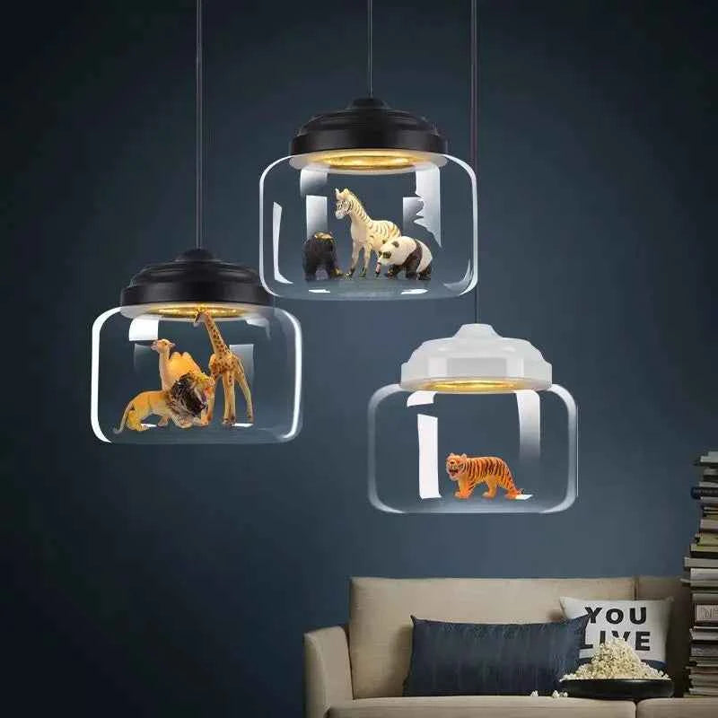 Pendant Light Glass Lampshade Animal Lighting Fixture