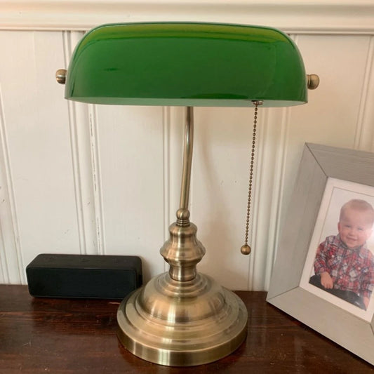 Green color GLASS BANKER LAMP COVER/Bankers Lamp Glass Shade lampshade - Adrianas Specialty Lamp Shades