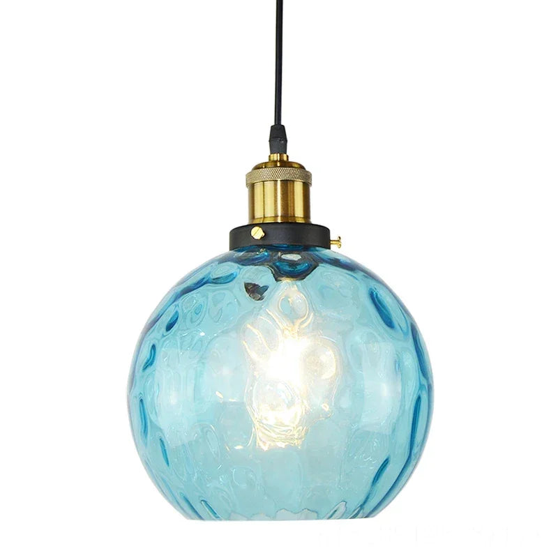 LED Pendant Lights Blue Glass Ball Living Room