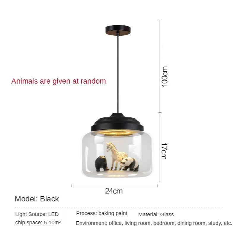 Pendant Light Glass Lampshade Animal Lighting Fixture