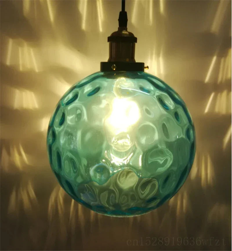 LED Pendant Lights Blue Glass Ball Living Room