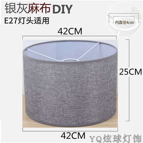 Cylindrical Yellow White Linen Cover for Table Lamp - Adrianas Specialty Lamp Shades