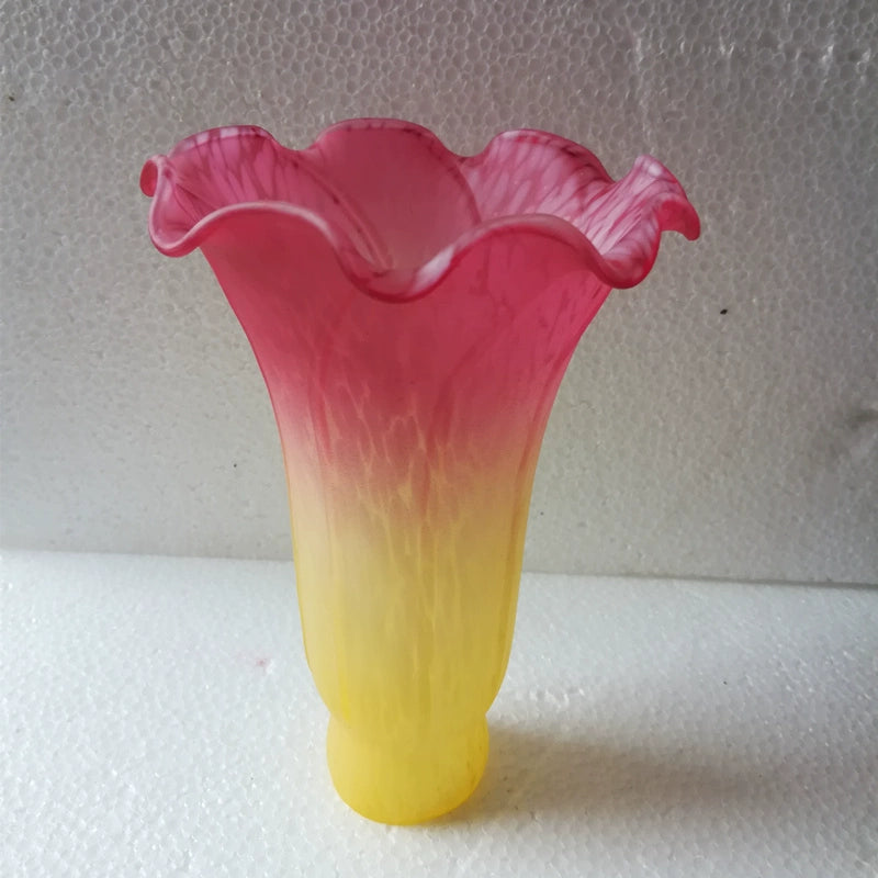 Real Shot Dining Room/Living Room Bedroom Featured Lily Table Lamp Club Office Multi-Color Creative Lamps Blown Glass Adrianas Specialty Lamp Shades Yellow powder(light pink) Pushbutton switch