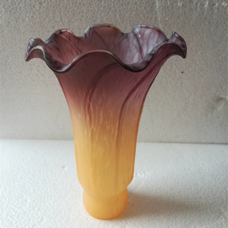 Real Shot Dining Room/Living Room Bedroom Featured Lily Table Lamp Club Office Multi-Color Creative Lamps Blown Glass Adrianas Specialty Lamp Shades Dark purple(Width 10cm * height 15cm) Pushbutton switch