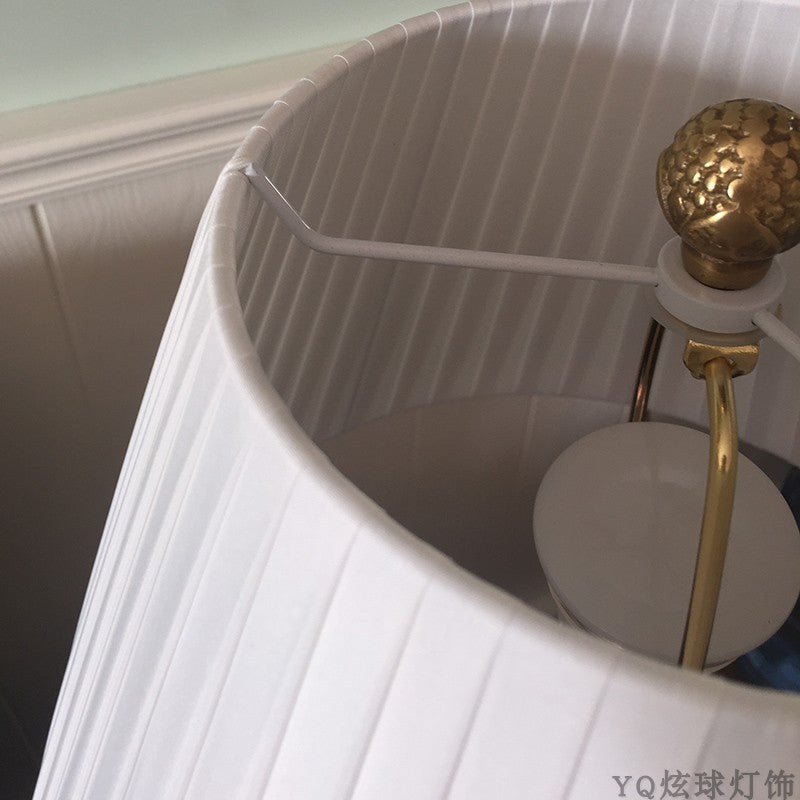 Cylindrical Yellow White Linen Cover for Table Lamp - Adrianas Specialty Lamp Shades