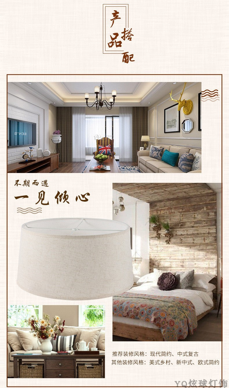 Cylindrical Yellow White Linen Cover for Table Lamp - Adrianas Specialty Lamp Shades