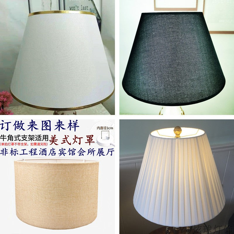 Cylindrical Yellow White Linen Cover for Table Lamp - Adrianas Specialty Lamp Shades