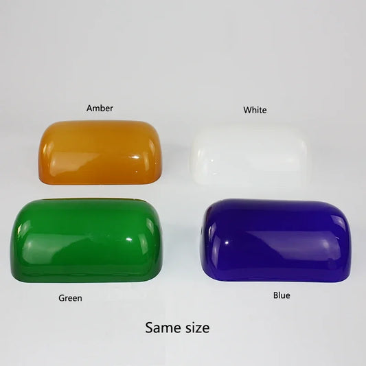 Green/Blue/Amber/White color BANKER Table LAMP glass replacement shade/ E27 retro desk lamp bedside home light Gift - Adrianas Specialty Lamp Shades