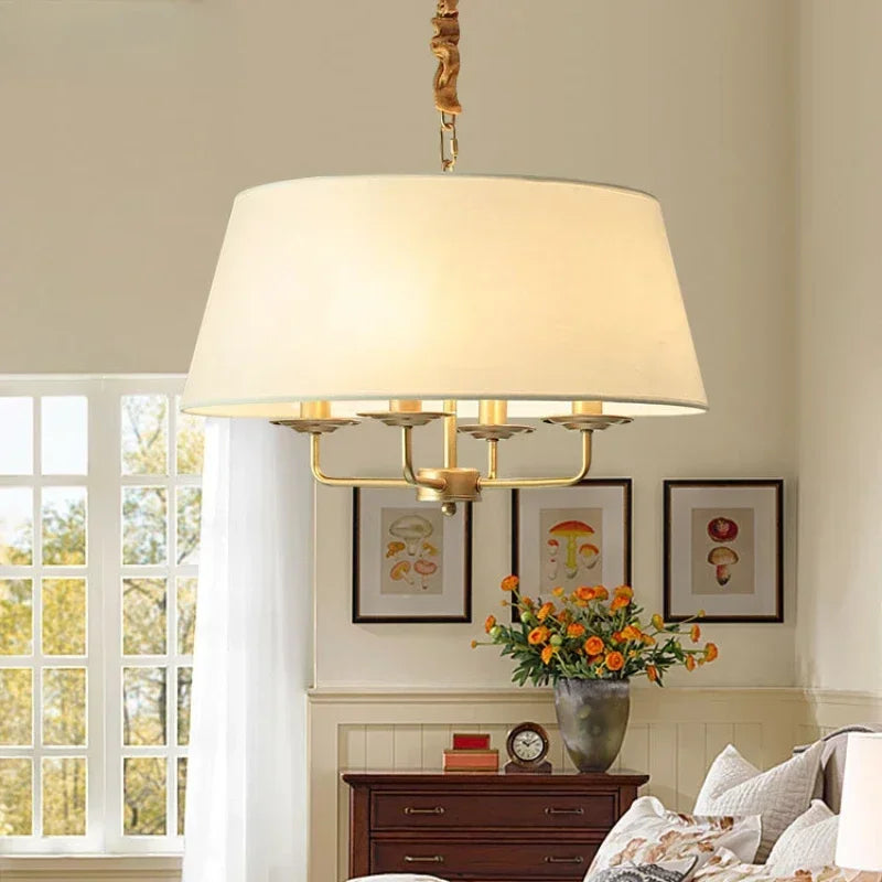 Modern Ceiling Chandeliers Stylish Simplicity Fabric Lampshade