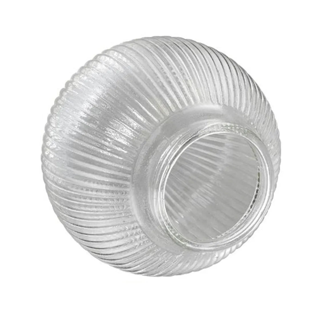 Globe D15cm 8cm Fitter Clear Reeded Glass Lamp Shade Replacement,D20cm 9cm Opening Ribbed Lampshade Cover for Lighting Fixture - Adrianas Specialty Lamp Shades