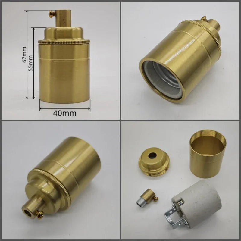 Edison lamp holder for shade Pure brass material quality vintage threaded Socket Bulb Fitting E27 UL/CE lighting copper base