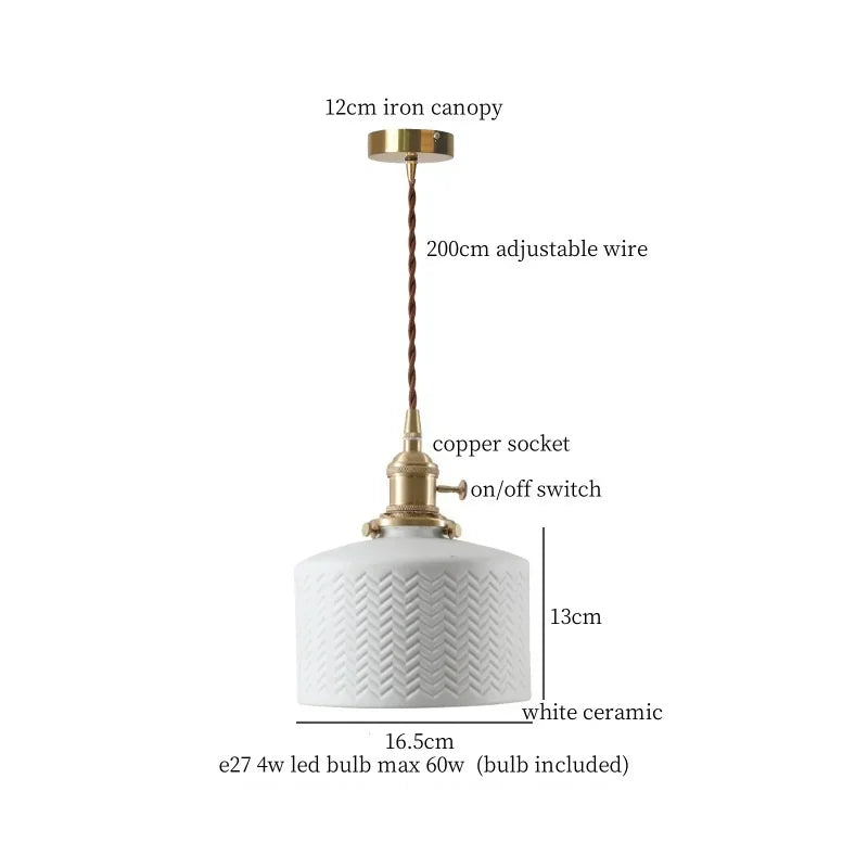 IWHD Green Ceramic Vintage LED Pendant