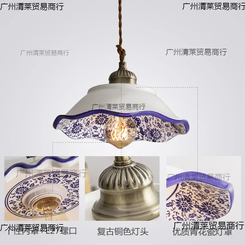 Modern Blue and White Porcelain Wall Lamp Shades