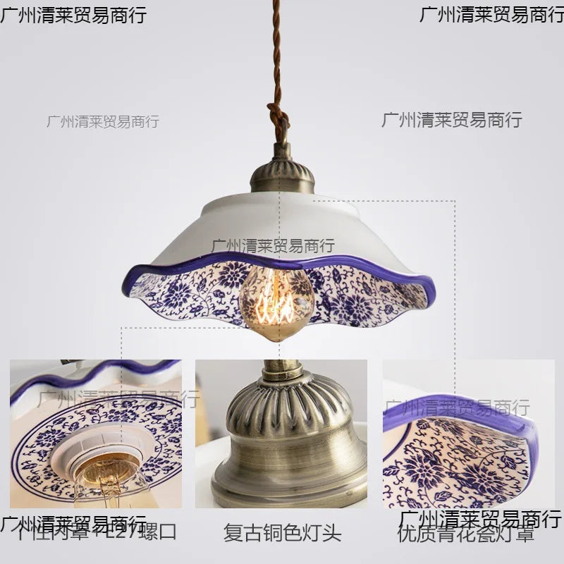 Modern Blue and White Porcelain Wall Lamp Shades