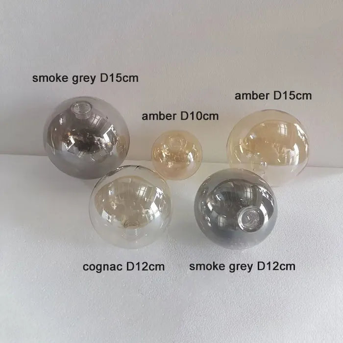 D12cm D15cm G9 Glass Shade Replacement for Screw Thread Socket Amber Cognac Green Blue Grey Globe Glass Screw Cover Accessory - Adrianas Specialty Lamp Shades