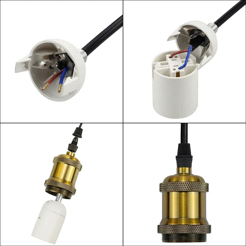 Vintage thread E27 ceramic plastic socket Edison Vintage lampshade bracket DIY lamp accessories aluminum lamp holder