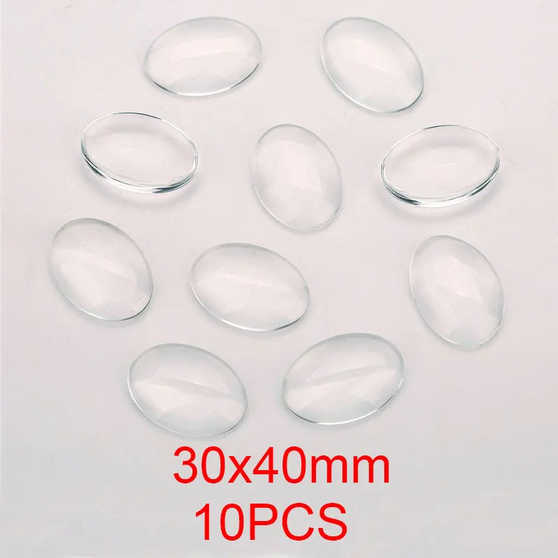 1pack Oval Round Glass Cabochon 30x40mm 6mm 8mm 10mm 12mm 18mm 20mm 25mm 30mm Transparent Clear Flatback Cameo Jewelry Making - Adrianas Specialty Lamp Shades