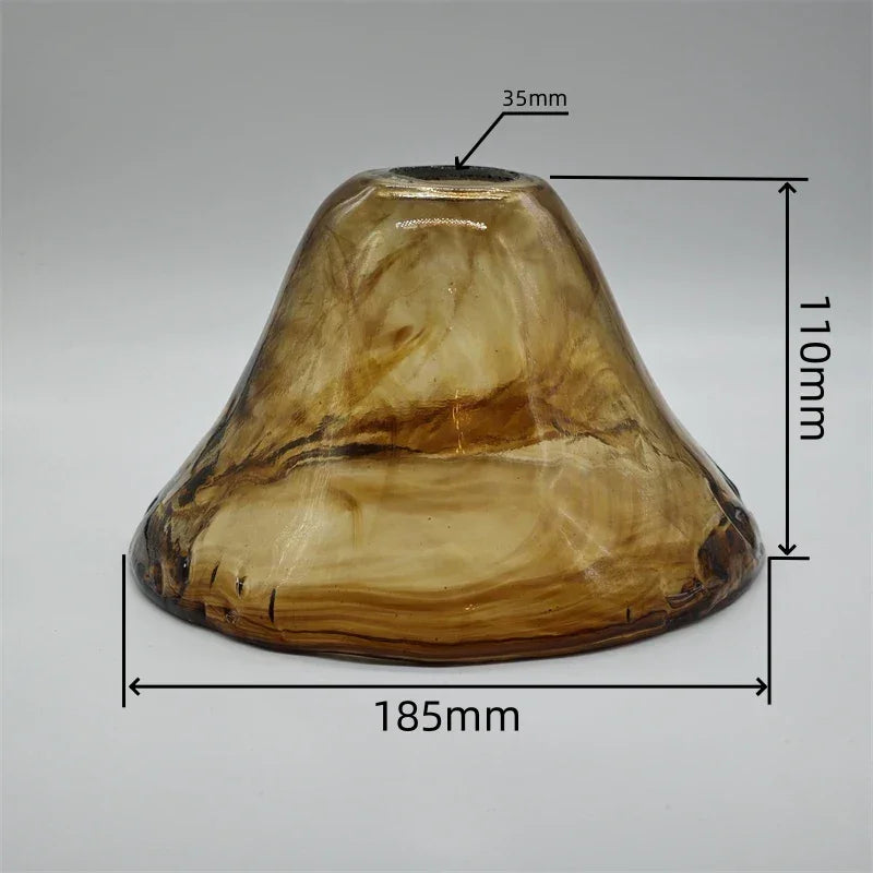 Glass lampshade paired with all copper lamp head with switch DIY pendant lampshade thickened transparent amber glass