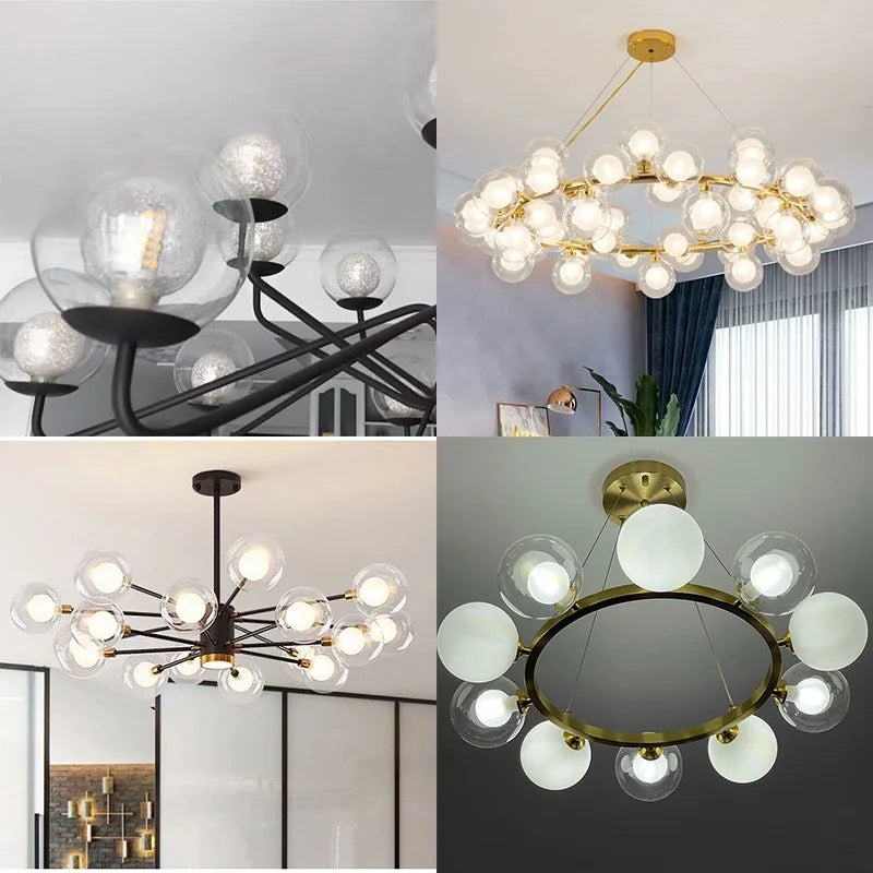 G9 Glass Shade D8/10/12/15/20cm Globe 2cm Fitter Opening Replacement Lampshade for Lusture Pendant Light,Clear White Accessory - Adrianas Specialty Lamp Shades