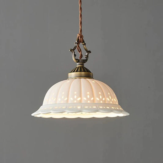 Vintage White Ceramic Pendant Light Old Copper Dining Room Bar Bedroom Lamp E27 Bulb Dropshipping Wire Adjustable Room Decor - Adrianas Specialty Lamp Shades