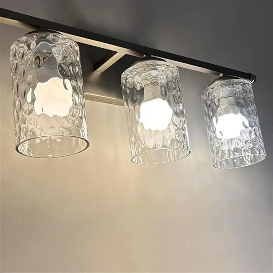 2pcs Pack Clear Hammered Glass Lamp Shade Replacement Water Ripple Cylinder Glass Lampshade for E26 E27 Lighting Fixture