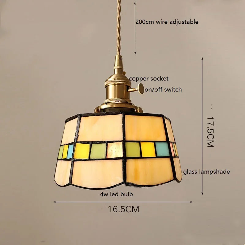 IWHD France Europe Style Stained Glass LED Pendant Light Fixtures