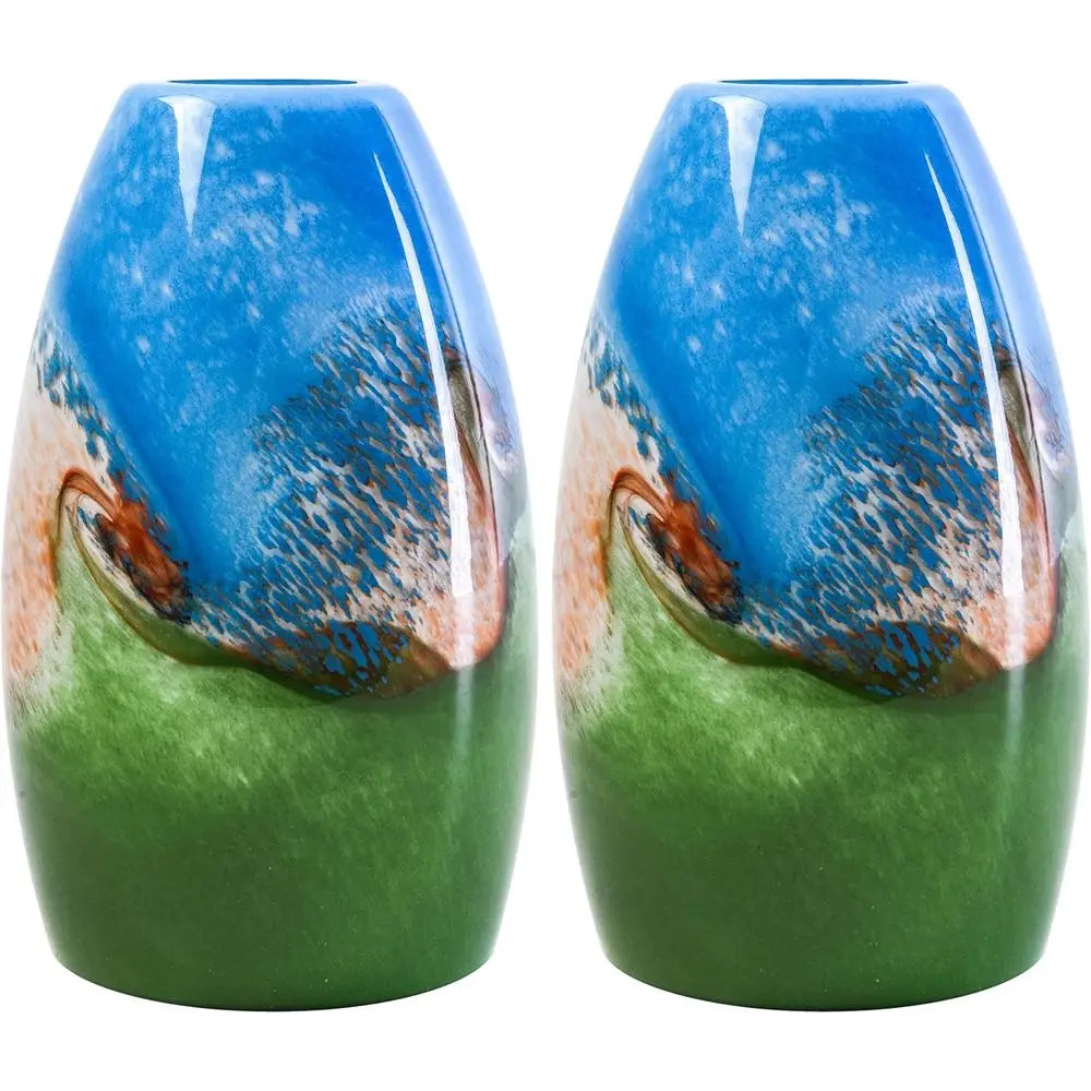 2 Pack Multi Color Glass Lamp Shade Oval Pendant Light Shade,Hand Blown Art Glass Cover Lamp Shade Replacement,Diamater 4", Heig - Adrianas Specialty Lamp Shades