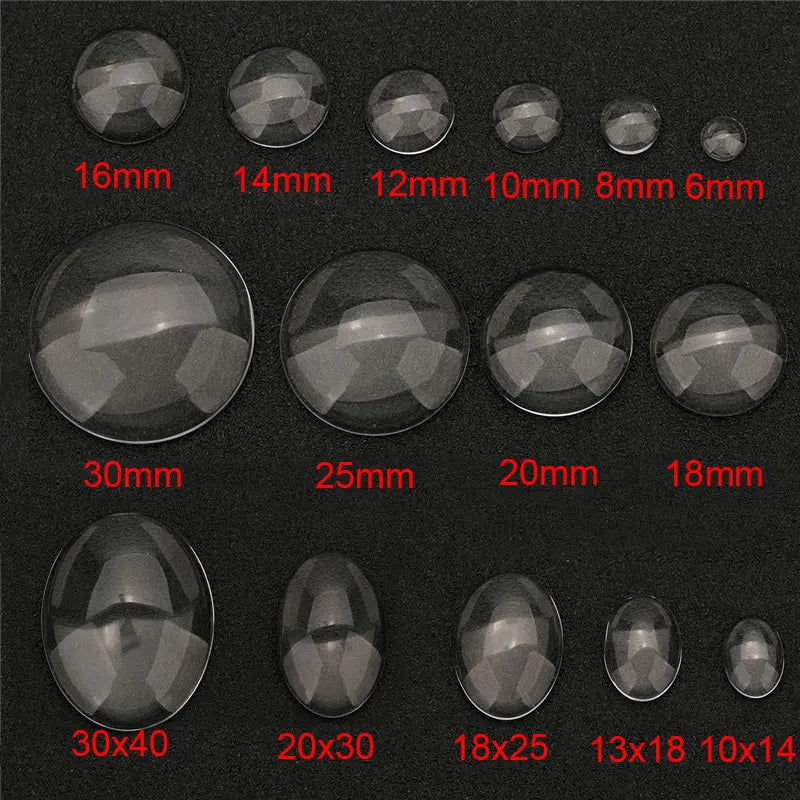 1pack Oval Round Glass Cabochon 30x40mm 6mm 8mm 10mm 12mm 18mm 20mm 25mm 30mm Transparent Clear Flatback Cameo Jewelry Making - Adrianas Specialty Lamp Shades