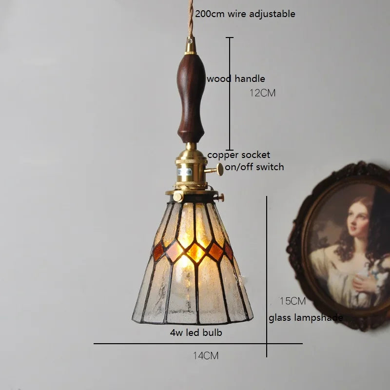 IWHD France Europe Style Stained Glass LED Pendant Light Fixtures
