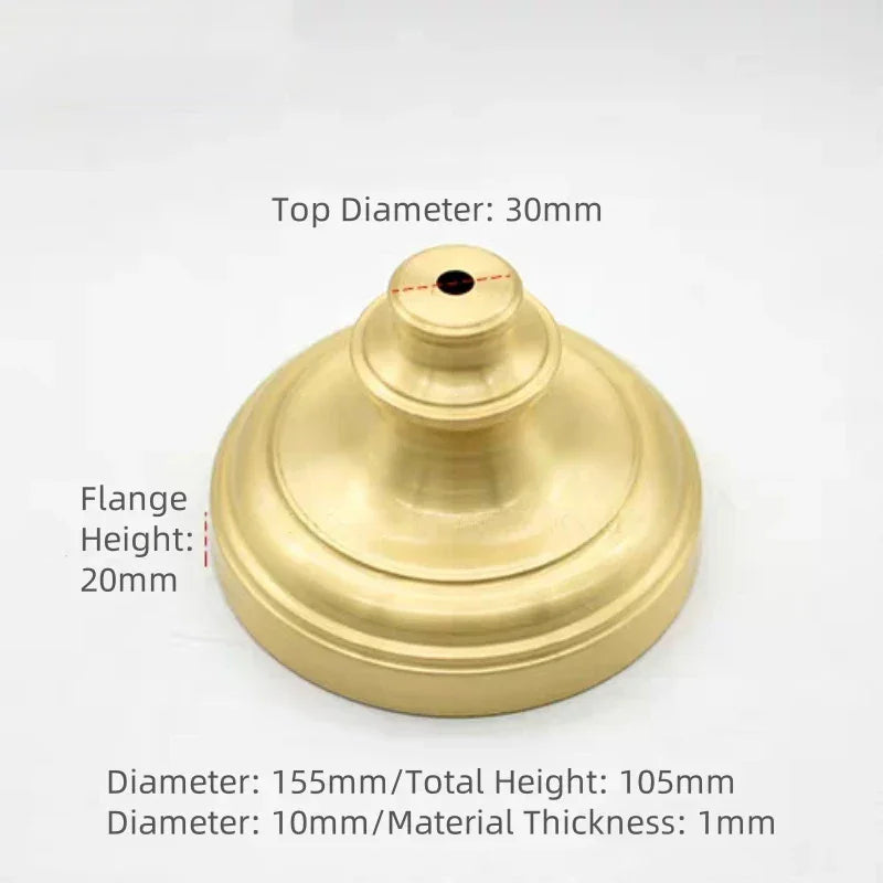 Vintage Copper Lamp Base for Ceramic Glass Crystal - Round Candle Holder Stand Craft Lighting Part