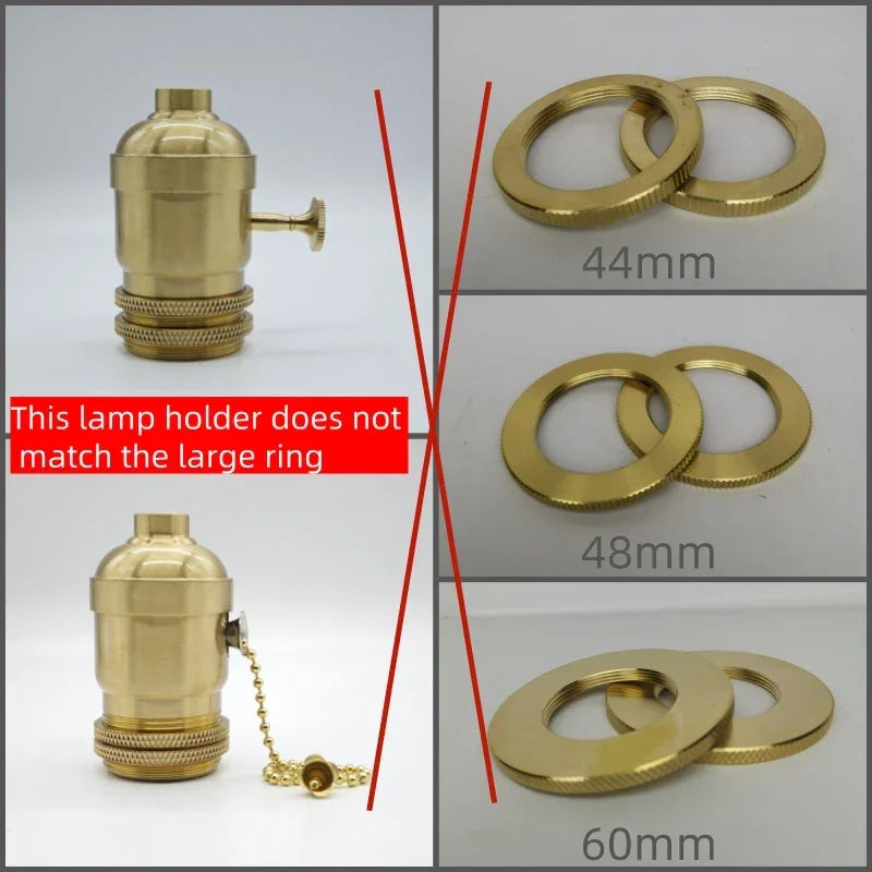 Brass 100% copper Lamp Holder Electric Light Socket Knob or Chain Switch