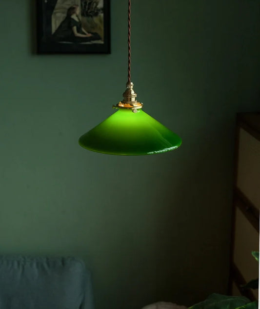 IWHD 2023 Cased Green Glass Pendant Lamp Beside Copper Socket