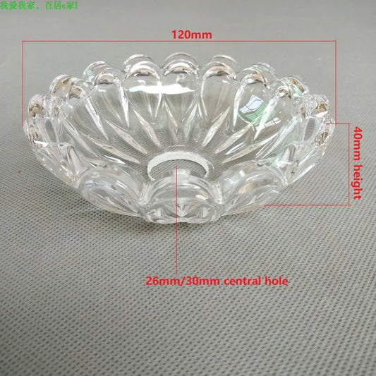 2pcs European style crystal lamp transparent color feather flower-shaped glass dish candle lamp chandelier dish accessories - Adrianas Specialty Lamp Shades